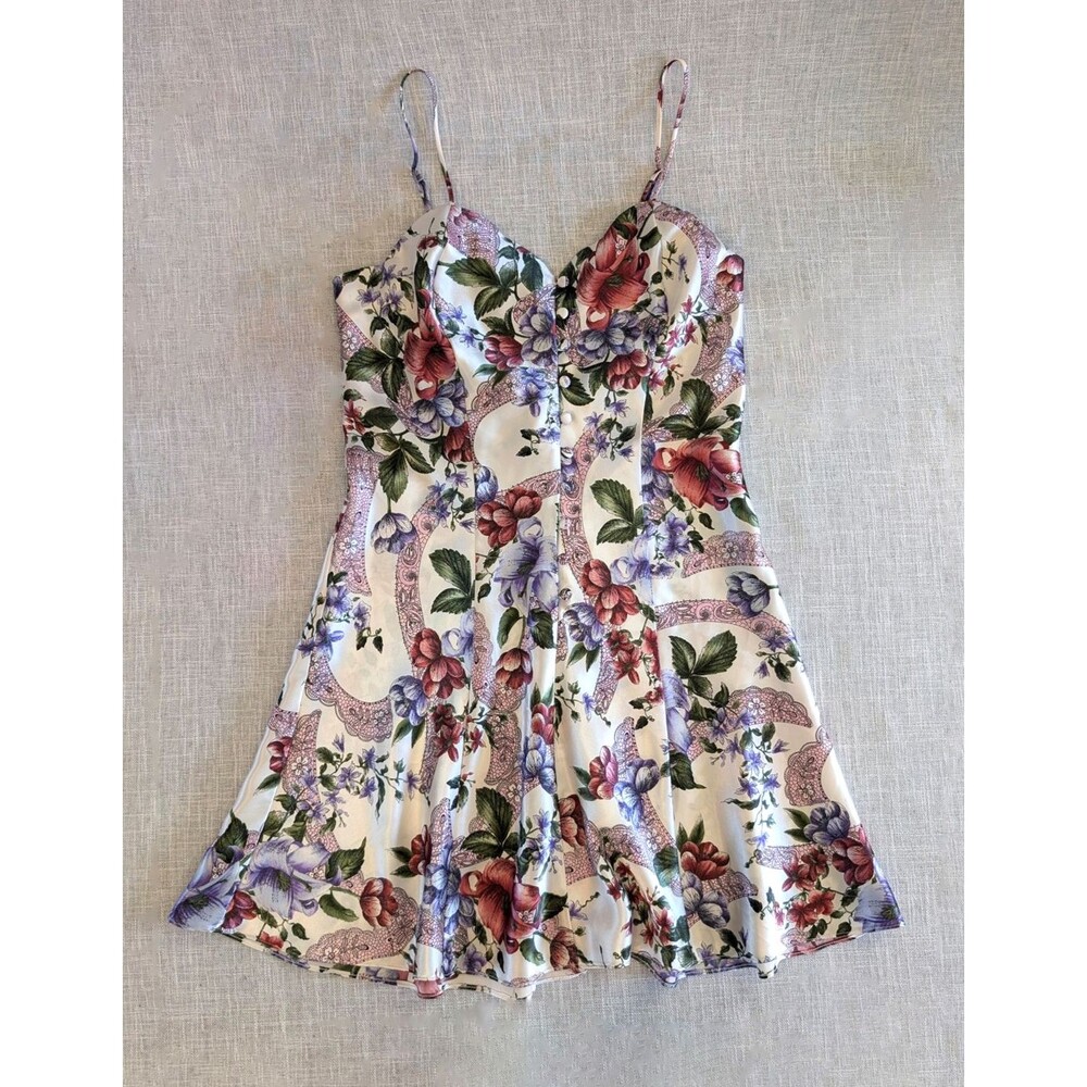 Victoria's Secret Vintage Gold Label Floral Mini Slip Dress Chemise Coquette P